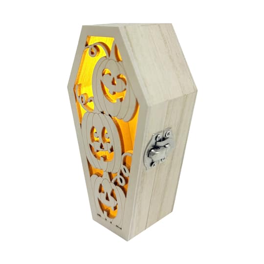 4.5" Jack-o'-Lantern Coffin DIY LED Wood Décor by Make Market®